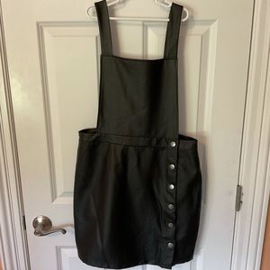 Pleather pinafore dress